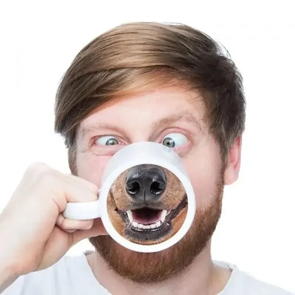 

1pc Creative Trick Funny Pig Nose Ceramic Mug Dog Nose Cup Sand Sculpture Drinking Cup Breakfast Animation Cup for Cafes