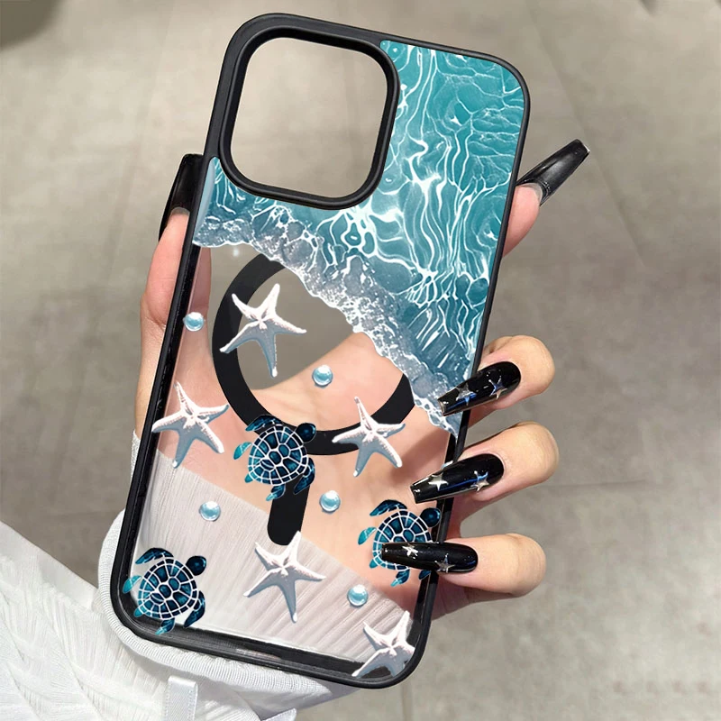 Marine Life Ocean Waves Magnetic Phone Case for Samsung Galaxy S26 Ultra S25 FE S24 S23 Plus A07 A57 A37 A17 A56 A55 A16 Cover