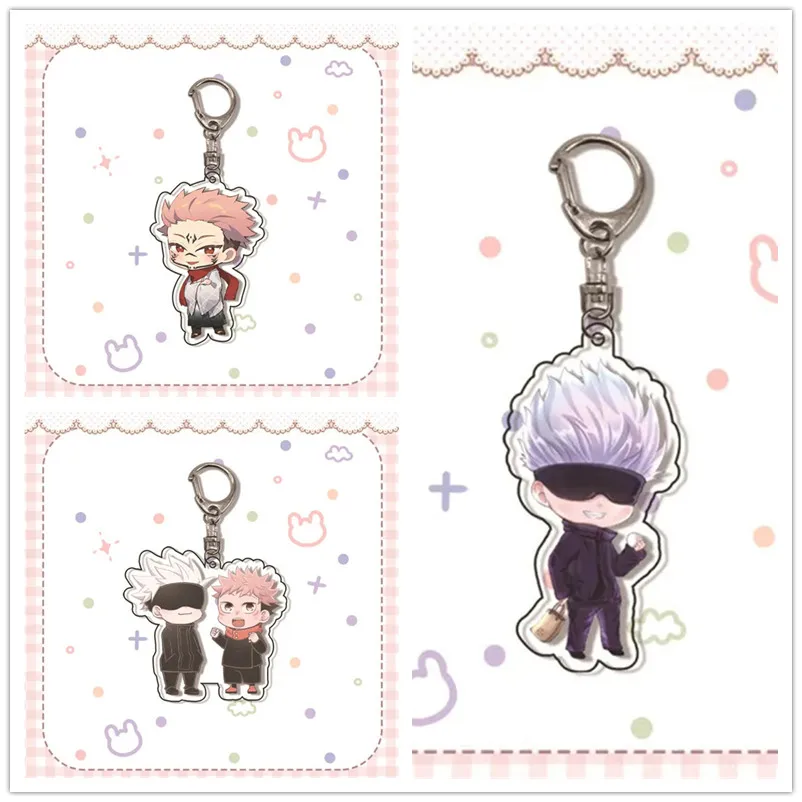 Anime Key Chains Ryomen Sukuna Okkotsu Yuta Nanami Kento Geto Suguru Fushiguro Toji Zenin Maki Acrylic Keyrings Pendants Figure