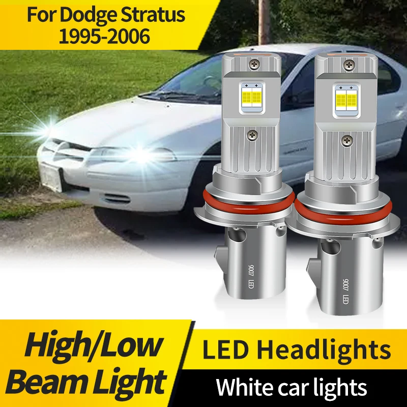 

2PCS Car Light LED Lamp For Dodge Stratus 1995-2006 9007 HB5 6000K White LED Headlight Bulbs 12V 44W Hi/Low Beam Car Accessories