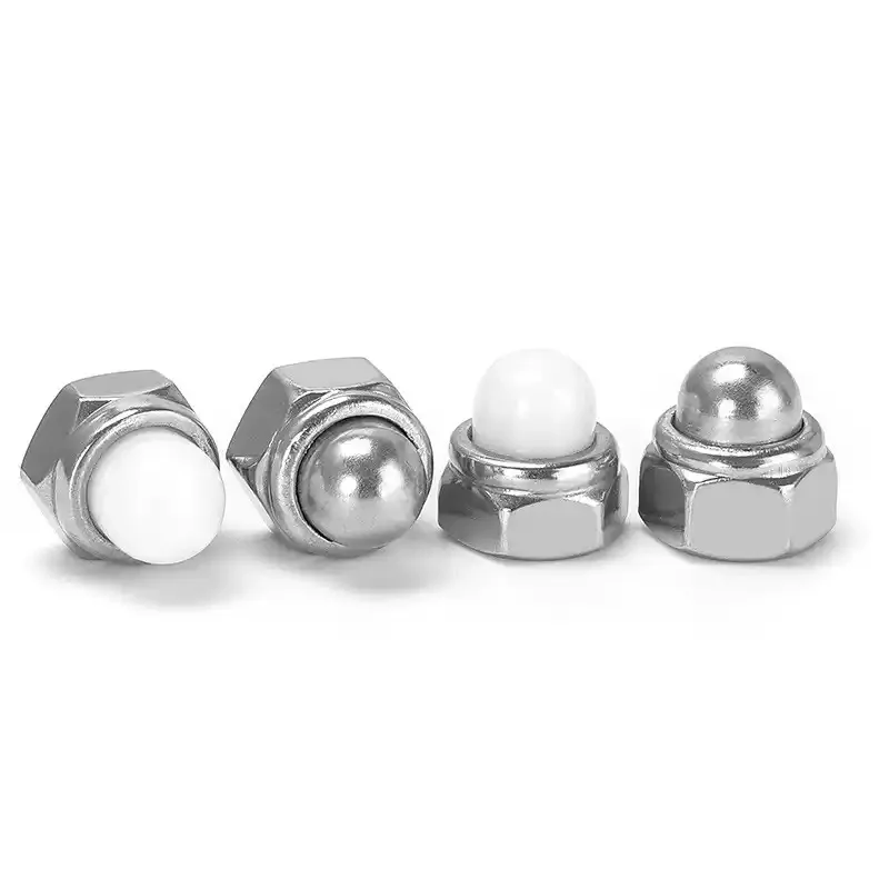 Selbstsichernde Muttern M4 M5 M6 M8 M10 M12 304 Edelstahl Kegelmutter Abdeckkappe Sechskant Metall-Nylon-Einsatz Sicherungsmutter – Detail 2