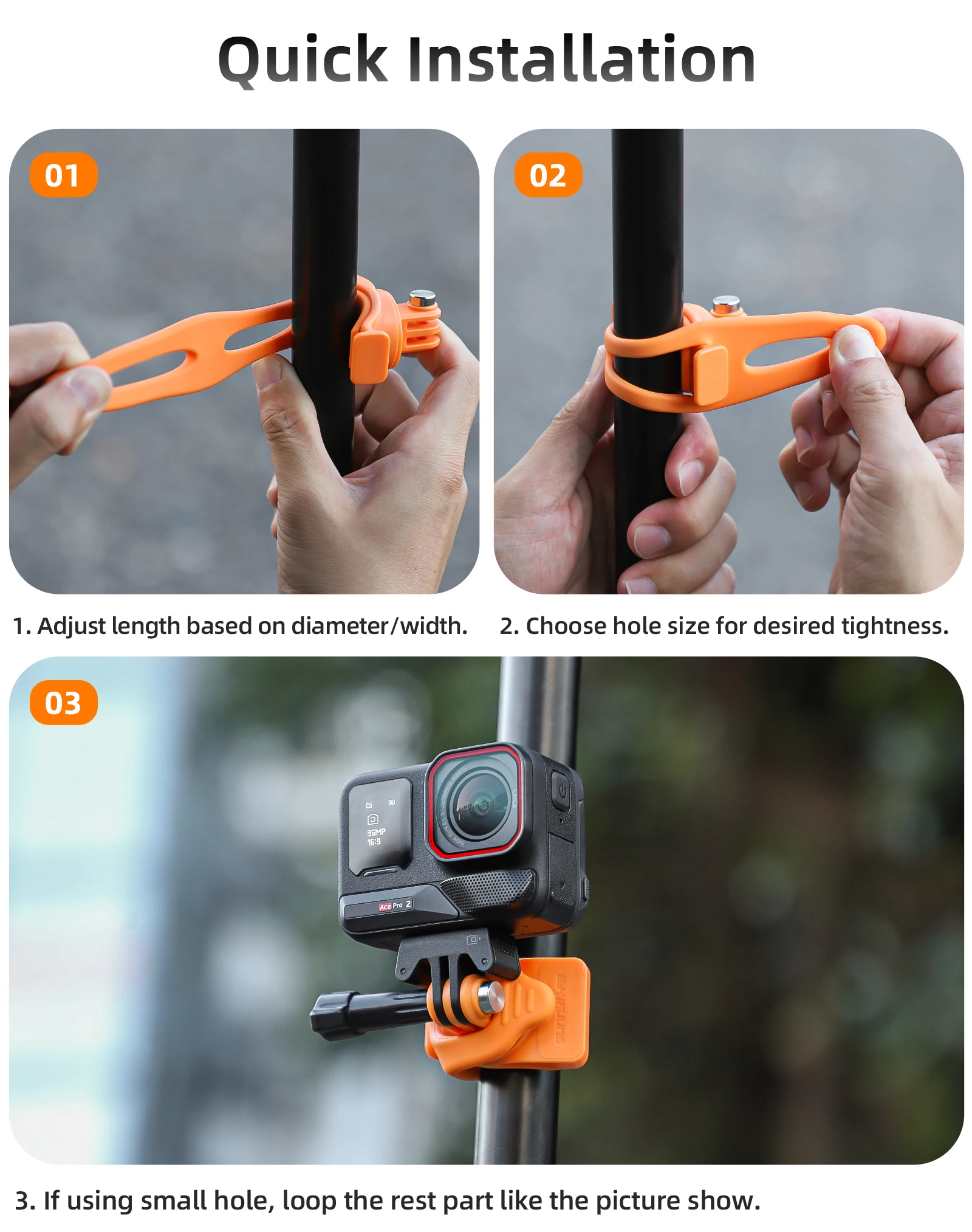 Ace Pro 2 حامل كاميرا سيليكون قابل للتعديل دعامة مرنة صغيرة لـ Gopro 13 Insta360 X5 Go 3S لملحقات DJI Action 5 Pro
