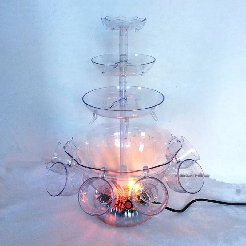 Hot Sale Cocktail Fountain Drink Machine with Colored Light 3 Layer Bar Bottle