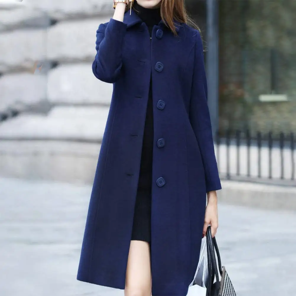 Luxury Style Wool Coat New Autumn Winter Soft Cardigan Mid-Length Single-Breasted Slim Blended Winter Jacket Woolen Overcoat