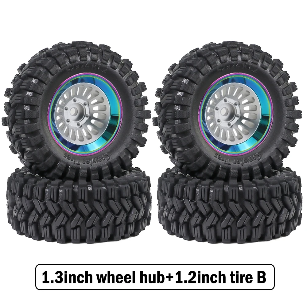 

CNC Aluminum 1.3" Beadlock Wheel Rims, Metal Hubs for 1/18 Traxxas TRX4M 1/24 Axial SCX24 FMS24 RC Crawler Car