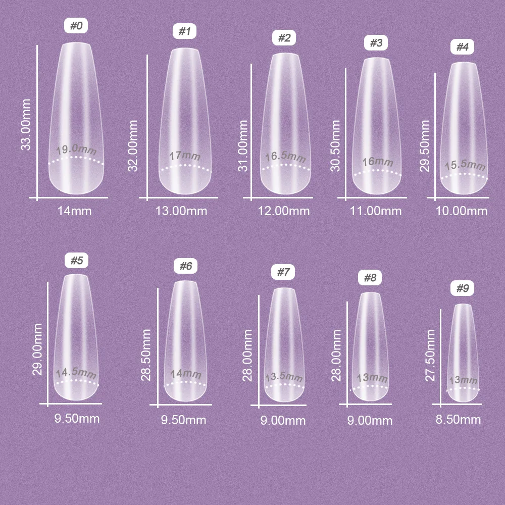 400 piezas con caja, ataúd largo, bailarina, Gel suave, puntas de uñas postizas, cubierta completa, uñas postizas sin rastro para manicura, extensión de uñas