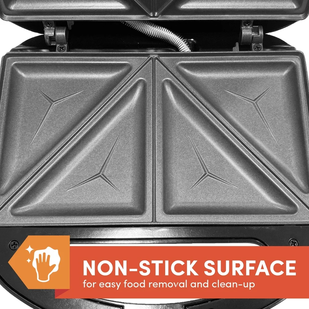 Sandwich Maker Nonstick Cooking Plates Easy Clean Dual Surface Cool Touch Handle Upright Storage Locking Latch Safety