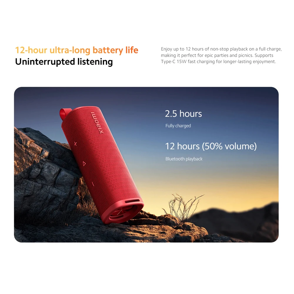 النسخة العالمية Xiaomi Sound Outdoor 30W مكبر صوت محمول يعمل بالبلوتوث IP67 TWS ستيريو كومبو 12 ساعة وقت الانتظار مشغل موسيقى