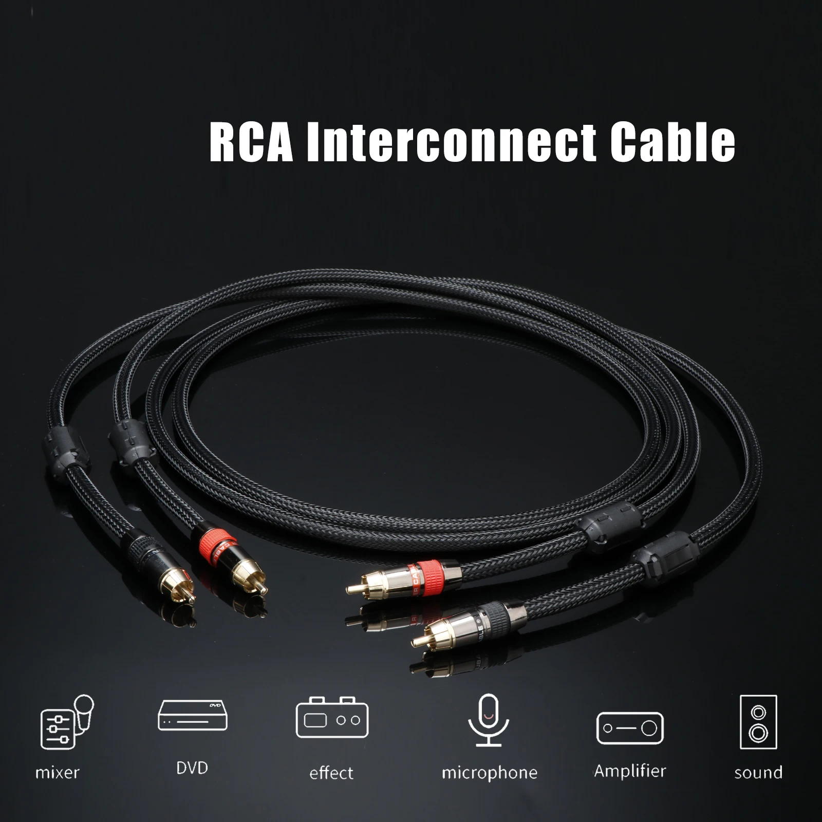 Paar 2RCA zu 2RCA Verbindungskabel 6N OFC Versilbertes RCA-Audiokabel für Heimkino DVD TV Verstärker CD – Detail 4