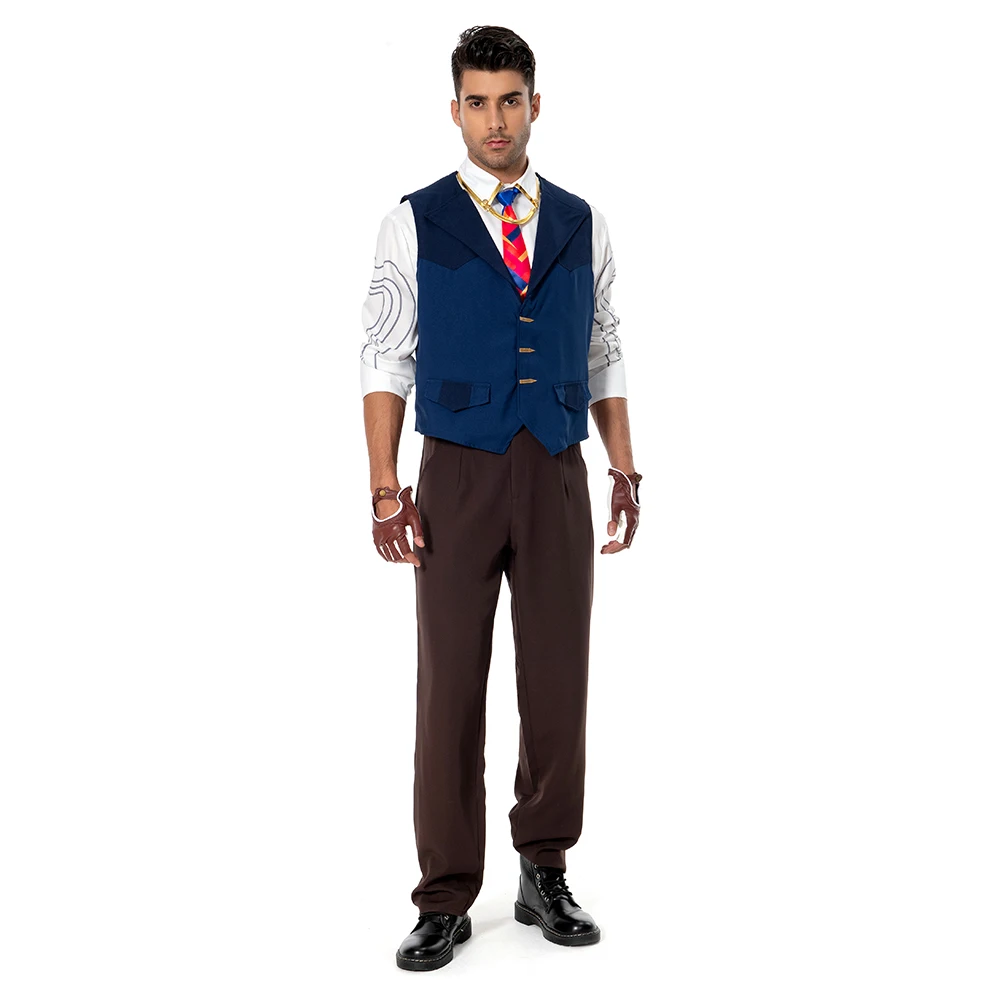 Disfraz de fantasía VALORANT para hombre, camisa, chaleco, pantalones, corbata, traje de fiesta de Carnaval y Halloween