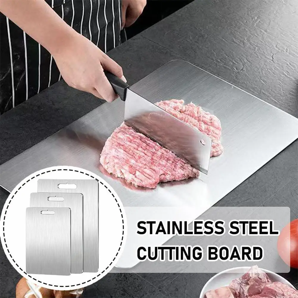 Stainless Steel Cutting Board For Kitchen Food Grade Thickened Anti-Slip Chopping Board Heavy Duty Meat Vegetable Fruit