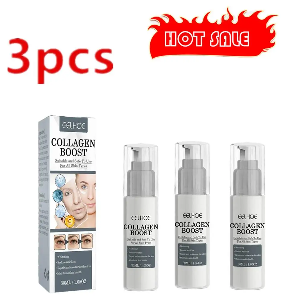 Sérum Anti-âge au Collagène Bleu, Acide Hyaluronique Pur, Essence Anti-Blanchiment, Huile Hydratante pour le Visage, Crème Déformante, 3x30ml