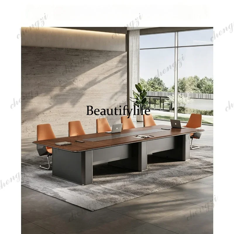 Simple modern large conference room office table and chair combination training negotiation table Italian minimalista68