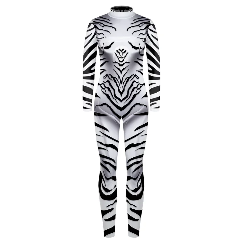 Boys Girls 3D Digital Animal Zebra Stripe Printing Bodysuit Children Punk Robot Jumpsuit Kids Halloween Cosplay Costumes CMM501