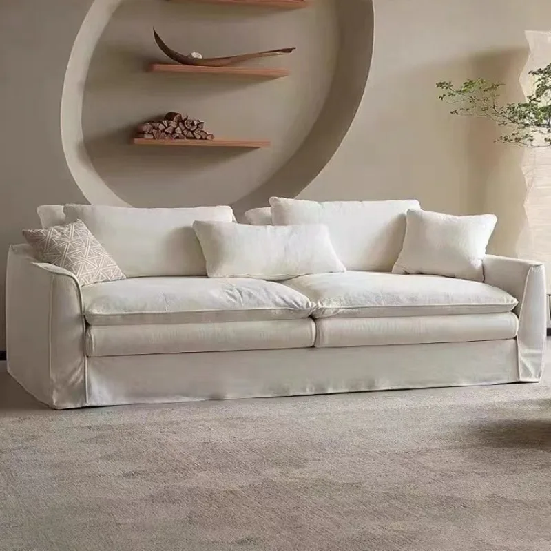 

Small apartment living room, cotton and linen fabric sofa designer, three designers