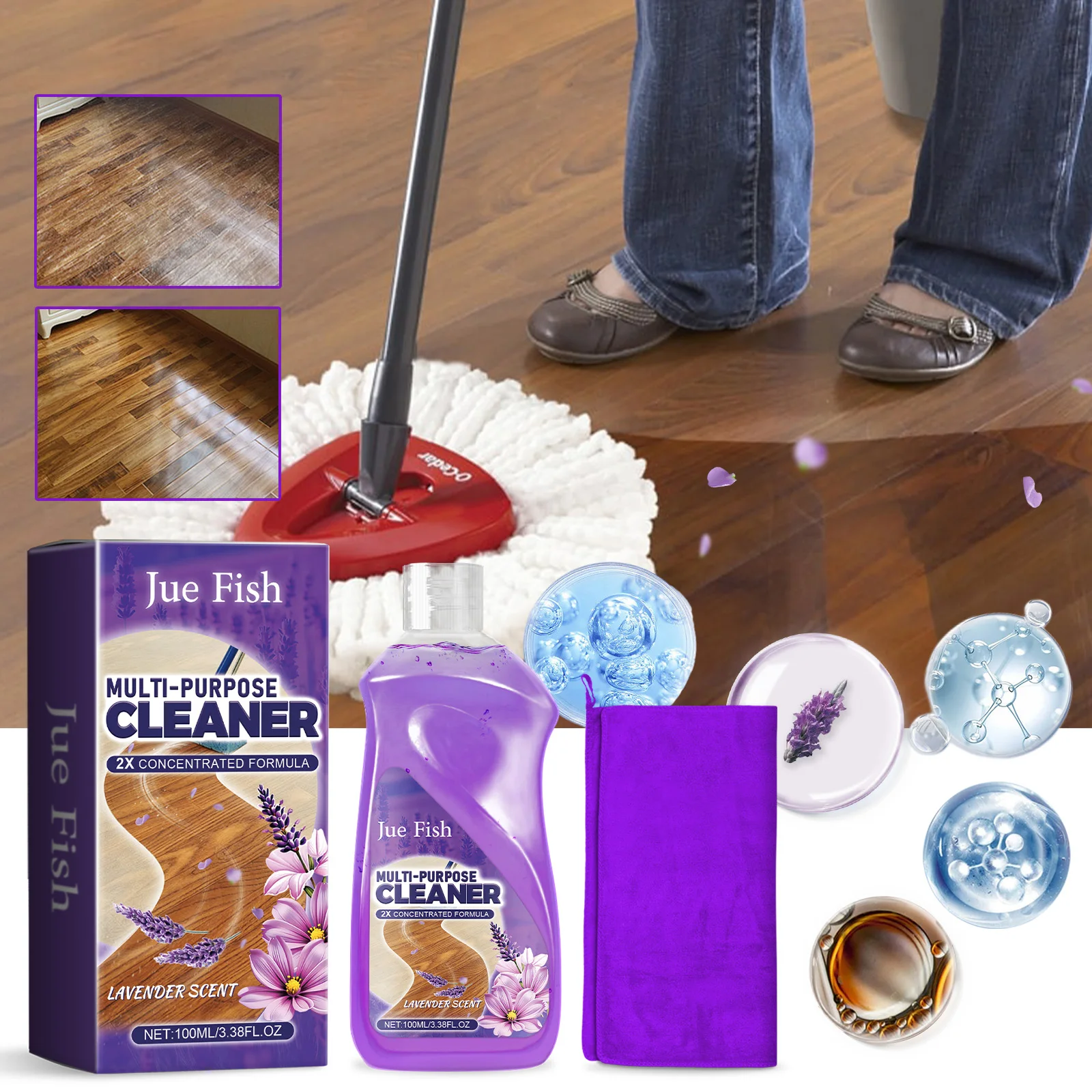 Jue-Fish Floor cleaner A versatile floor cleaner for cleaning, decontaminating and brightening floors in homes