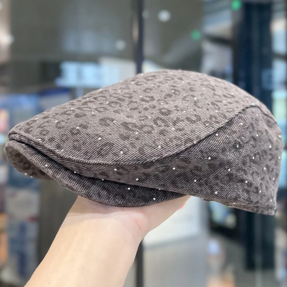 HT4874 Berets Glänzende Frühling Herbst Hut Männer Frauen Leopard Künstler Maler Baskenmütze Hut Männlich Weiblich Ivy Flache Kappe Einstellbare Baskenmütze Kappen – Detail 10