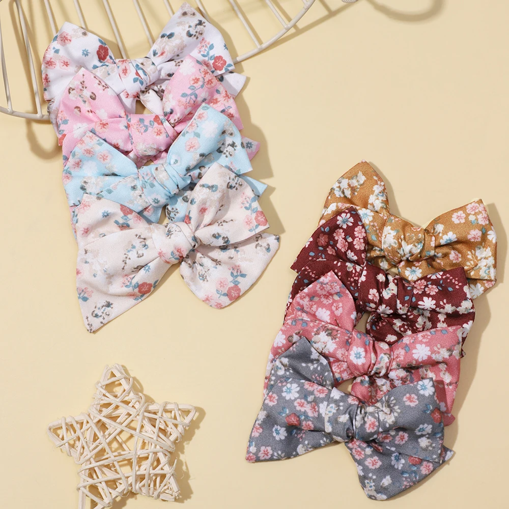 Stylish Simple Girl Sweet Print Bows Hair Clips Children Barrettes Duckbill Clip Headwear Newborn Summer Girls Hair Accessories