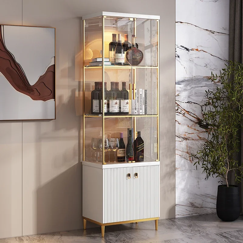 

Italian Luxury Wine Cabinet Display Storage Modern Tempered Glass Wine Cabinet Shelf Rack Stojak Na Wino Bar Furniture Indoor