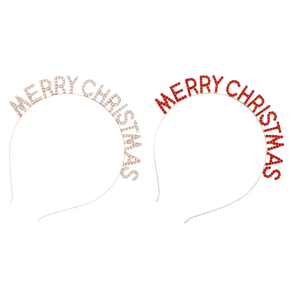 

2pcs Christmas Alphabet Hairbands Festival Party Headwear For Kids Adults Xmas Hair Hoops Decorative Holiday Props Merry
