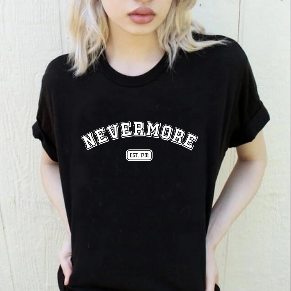 Nevermore Est 1791 T-shirt Nevermore Academy Shirt Wednesday Addams Tees Addams Family Tv Show Shirts Cool Wednesday Fans Tops