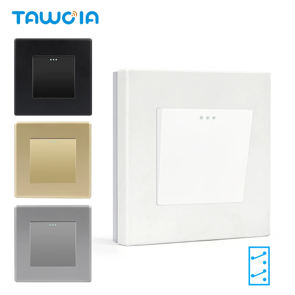 TAWOIA Light Switches Button 1Gang 3Way Plastic Panel Mechanical Switch Wall Switch EU Standard 1Gang Intermediate Switch