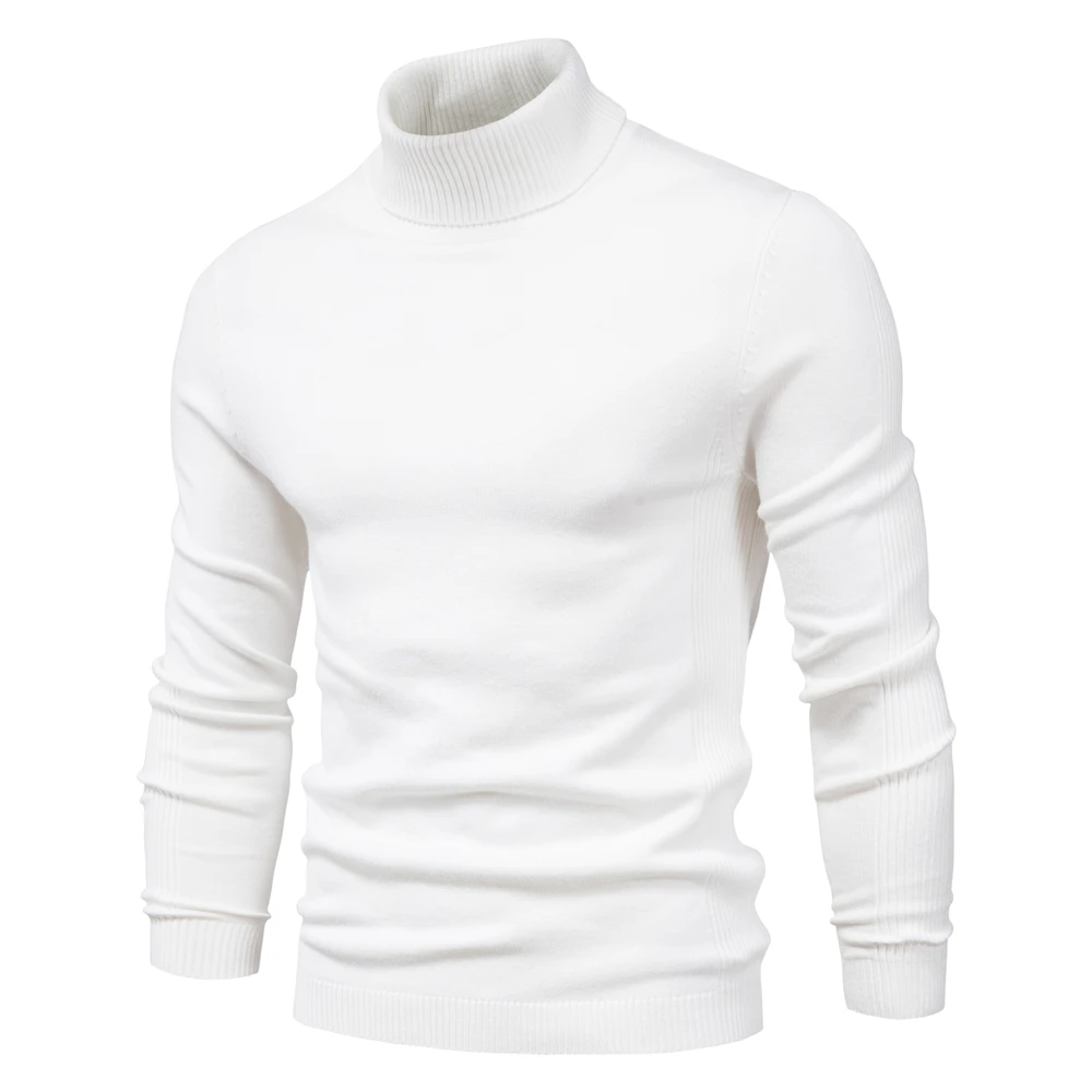 AIOPESON-suéteres gruesos de cuello alto para hombre, Jersey informal de cuello alto, ajustado, cálido, de calidad, Color sólido, Invierno - 1