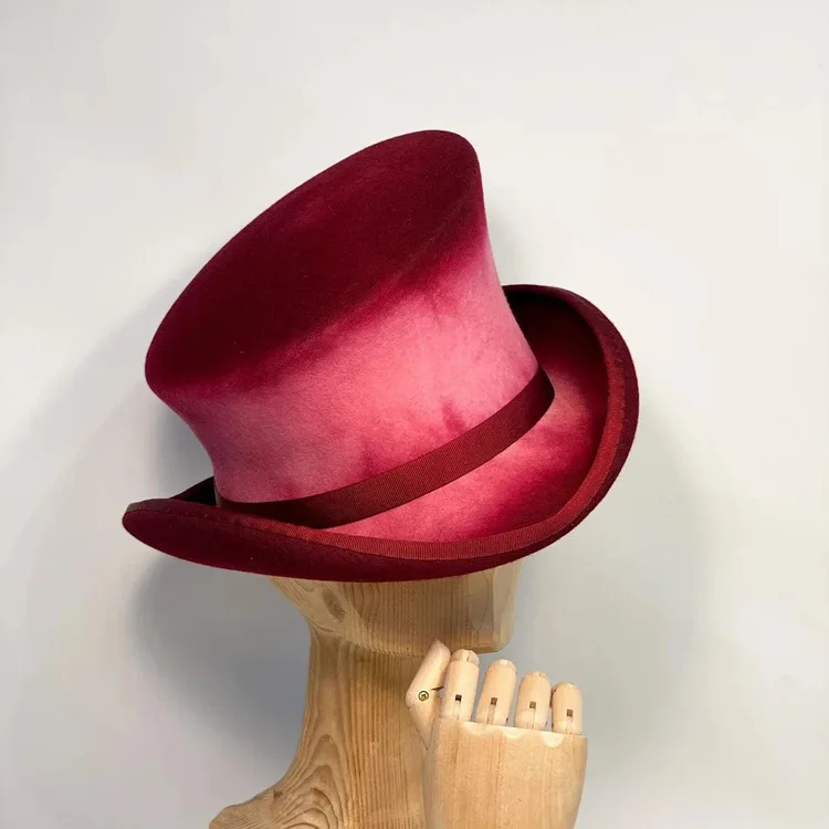 Vintage Wool Fedora Hat Men Women Felt Cap Turn-down Brim Ribbon Trim Retro