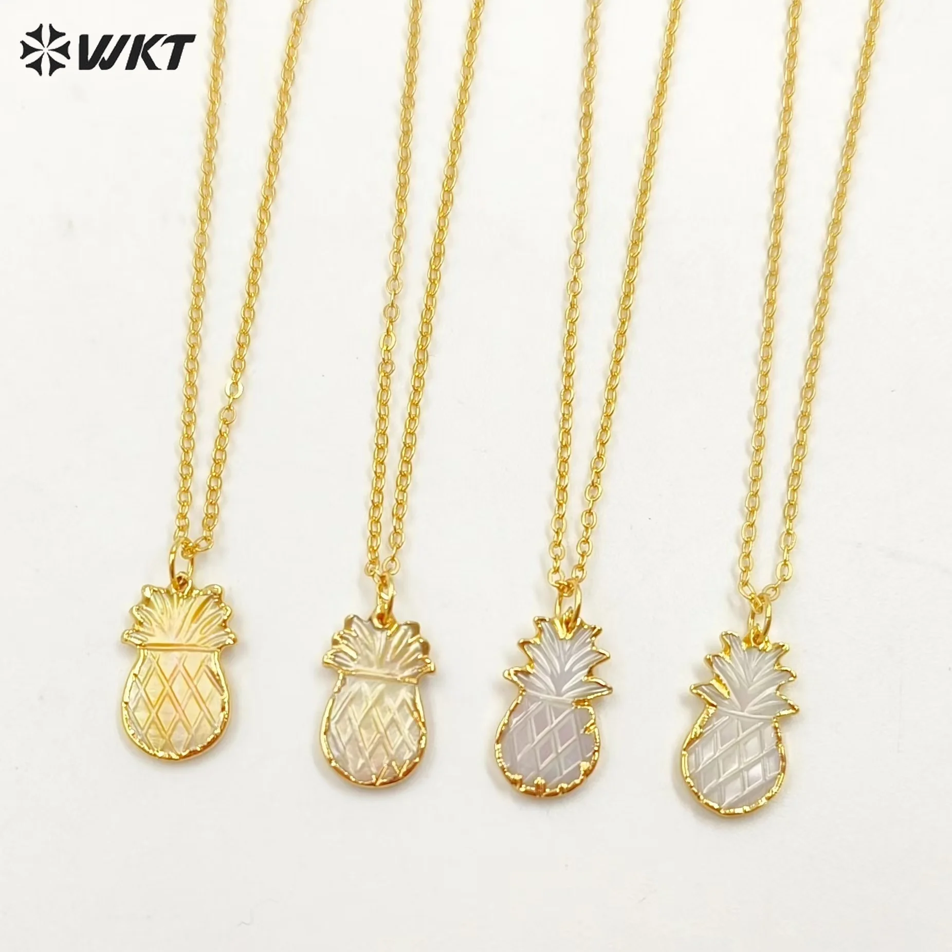 

WT-N1082 WKT Wholesale Unique Design Pineapple Shape Adorable Pendant Necklace New Arrival Fashion Natural Shell Jewelry