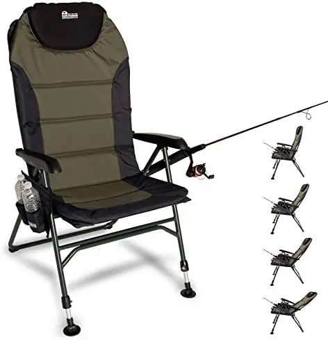 Products Ultimate Camp Chair for Adults, 4-Position Outdoor Seating with New Adjustable Front Legs, Comfortable Built-in Pillow