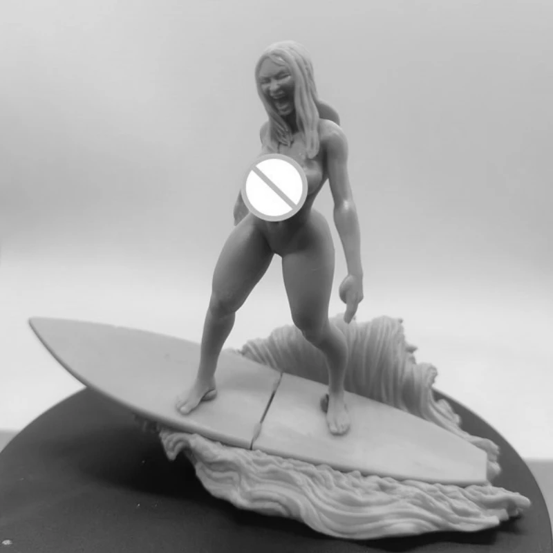 Surfer Nude Diy Resin Figure 1/24 Scale 75mm Figurine Assemble Model Kit Unpainted Statuettes and Unassembling Diorama Toys