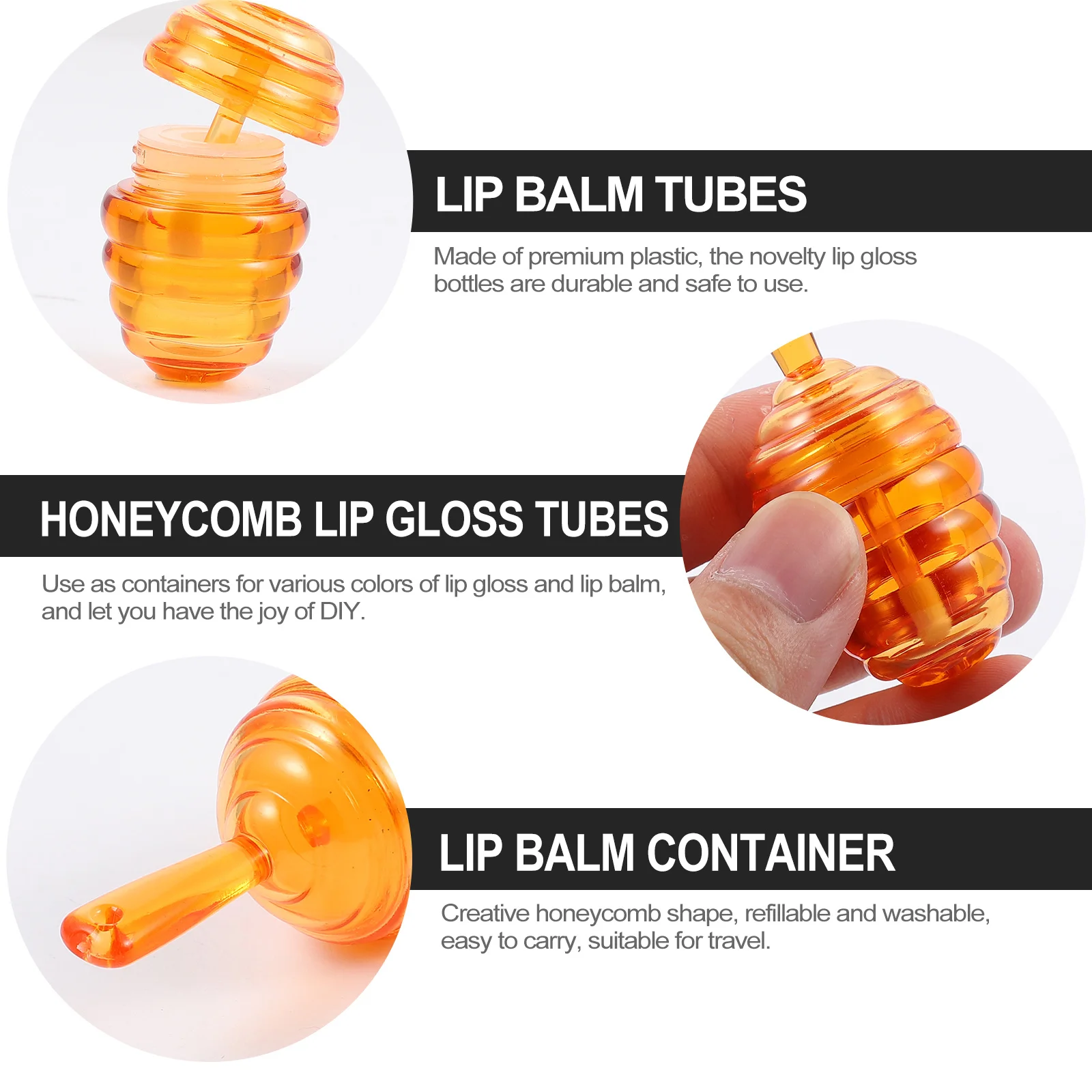 Tubos de brillo de labios DIY, contenedor de bálsamo labial vacío de panal, tubo reutilizable, seguro, inodoro, ligero, personalizado, 10 Uds.