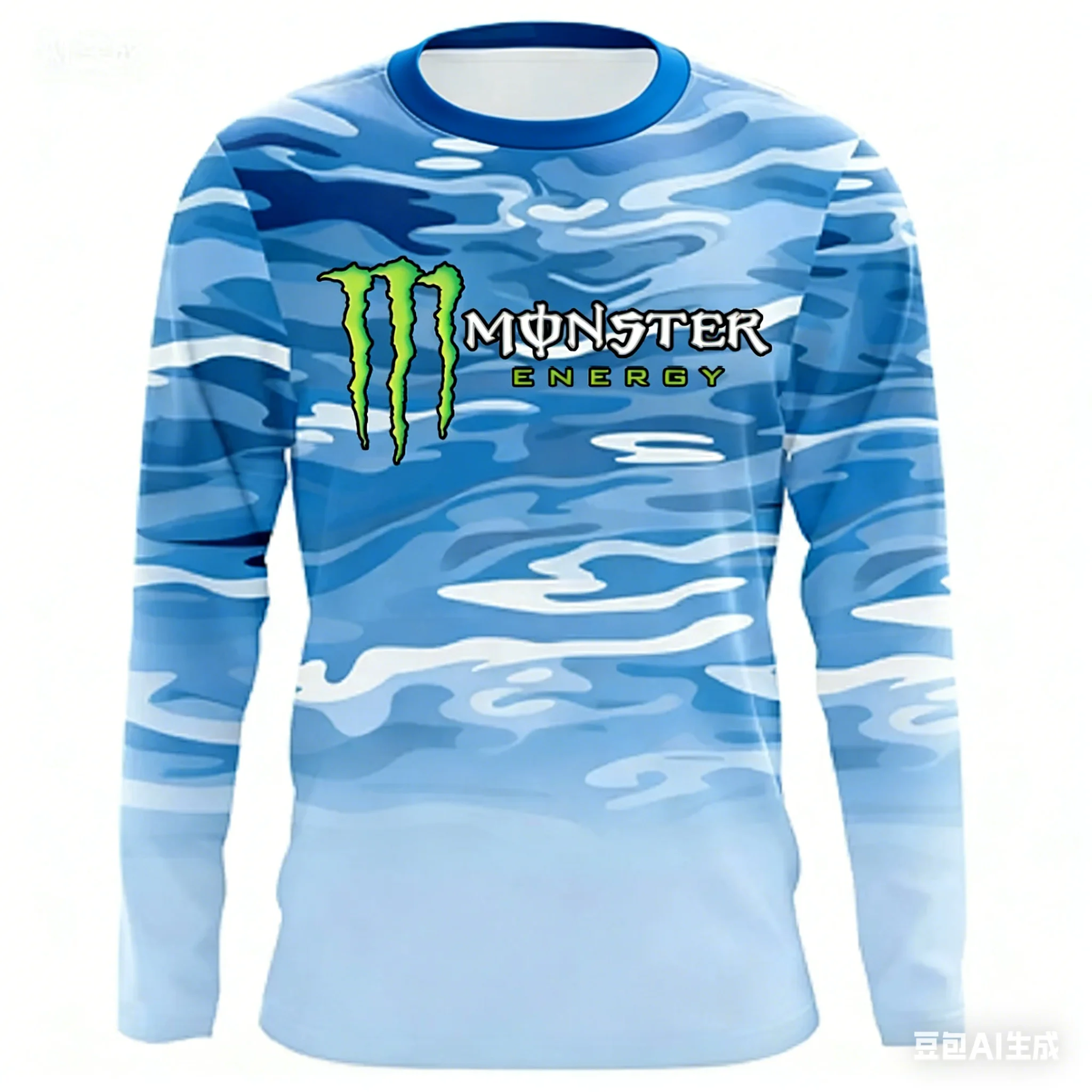 Monster Energy Wind Camuflaje Manga Larga Moda Degradado Impresión 3D Deportes Casual Chaqueta de montar en motocicleta
