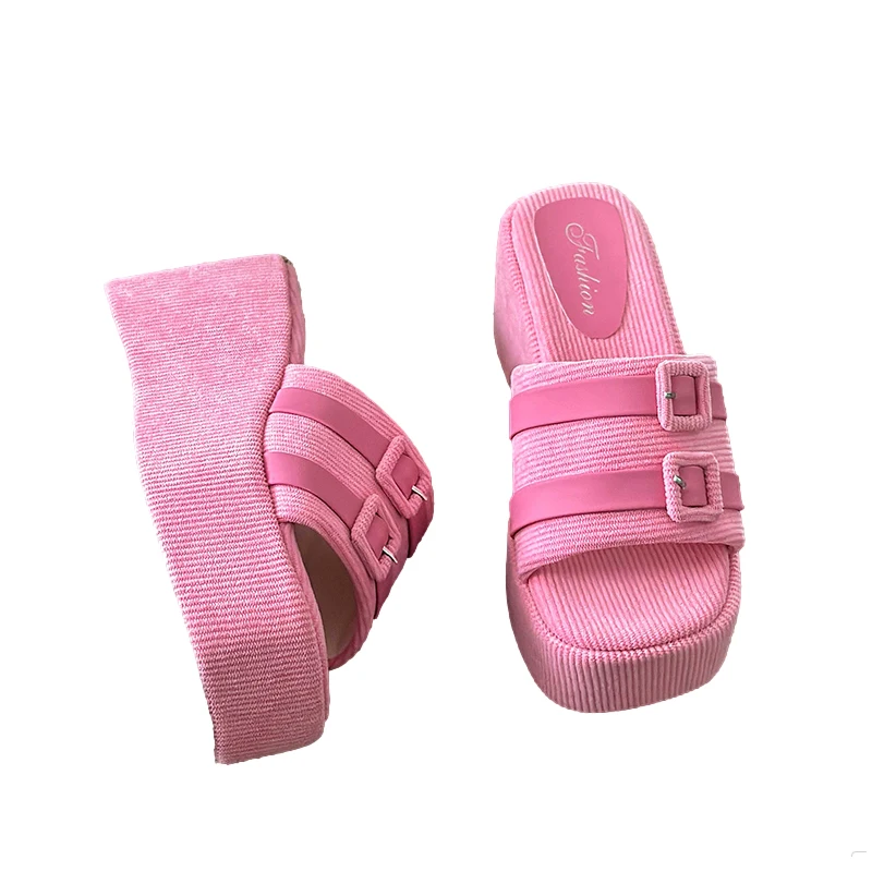 High Heels Slippers Women Fashion Wedges Summer Outside Designer Shoes 2024 New Sandals Female Slides Zapatos Pumps Flip Flops