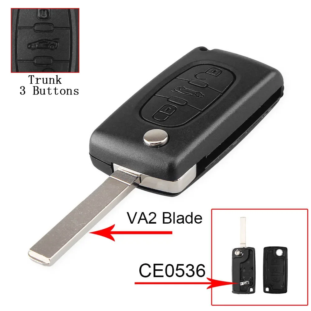 KEYYOU 3 Tasten Flip Remote Auto Schlüssel Fall Fob Shell Für CITROEN C2 C3 C4 C5 C6 C8 XSARA PICASSO mit Klinge Nut CE0536