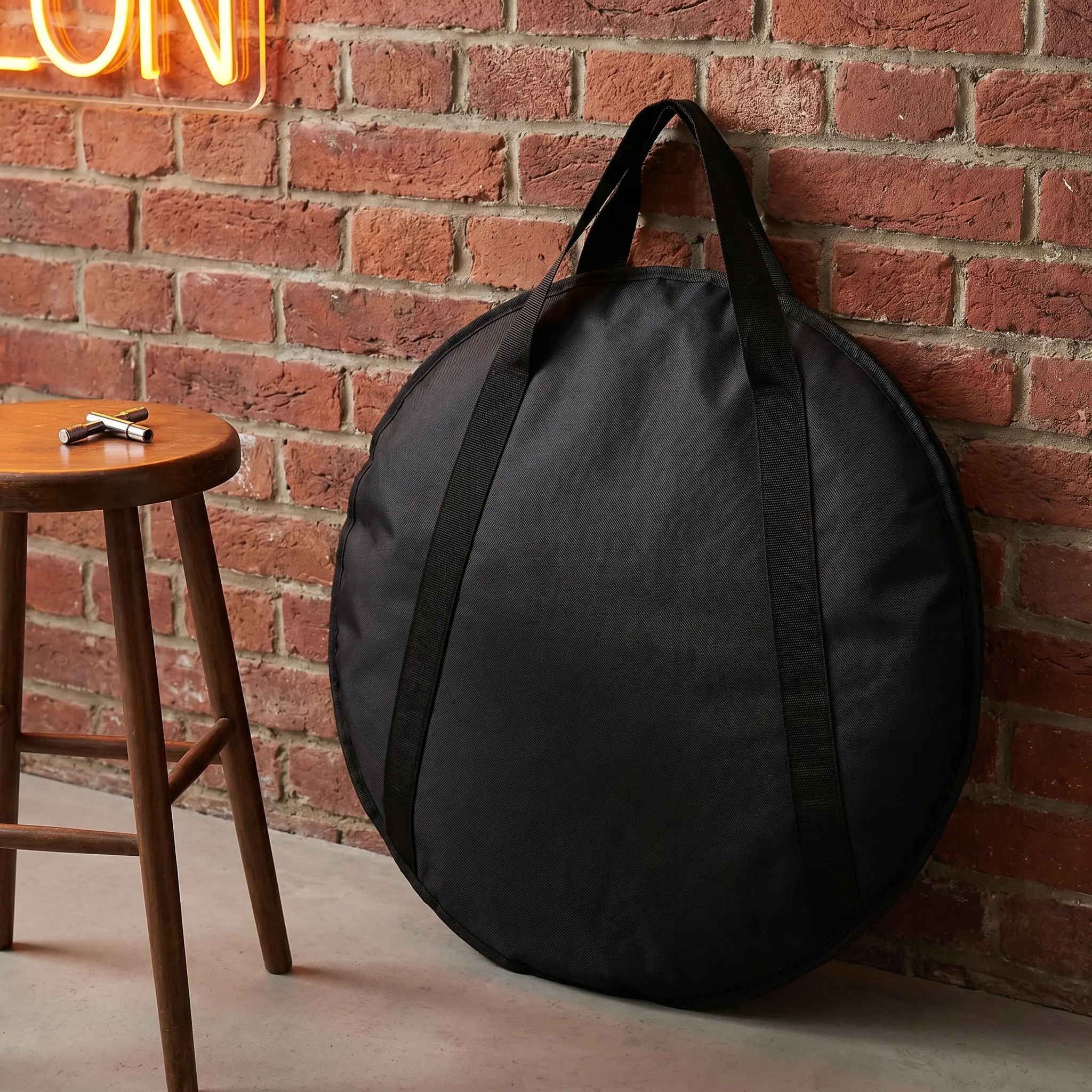 Wear Resistant Professional Cymbal Storage Bag Black Oxford Material Instrument Pouch Tote Handheld Carrying Case