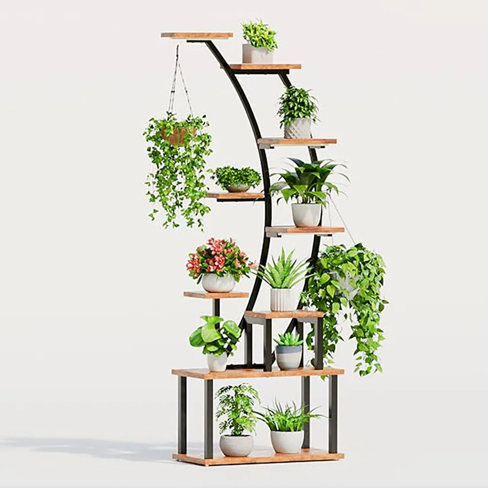 Indoor Balcony-Specific Movable Multi-Layer Metal Creative Style Flower Stand Pot Rack Model YH-9CHJ For Home Green Plant