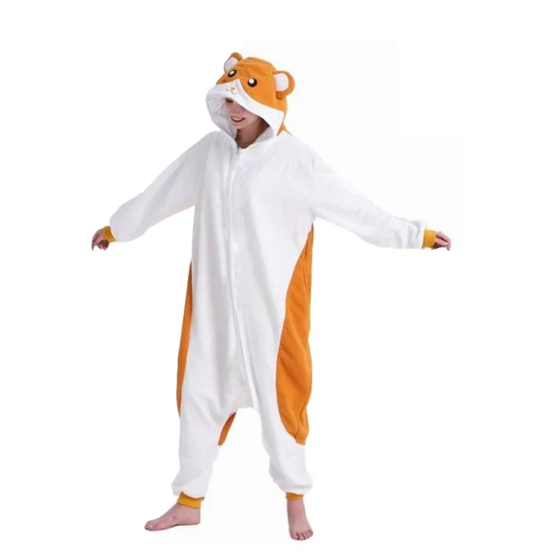 Zipper XXL Men Hamster Anime Cartoon Onesie Women One-Piece Pijamas Fleece Jumpsuit Funny Christmas Sleepwear RaccoonKigurumi