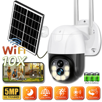 5MP WiFi Solar Camera Built-in Battery PIR Motion Detection Tracking Outdoor PTZ Smart Security IP Surveillance Camera V380 Pro