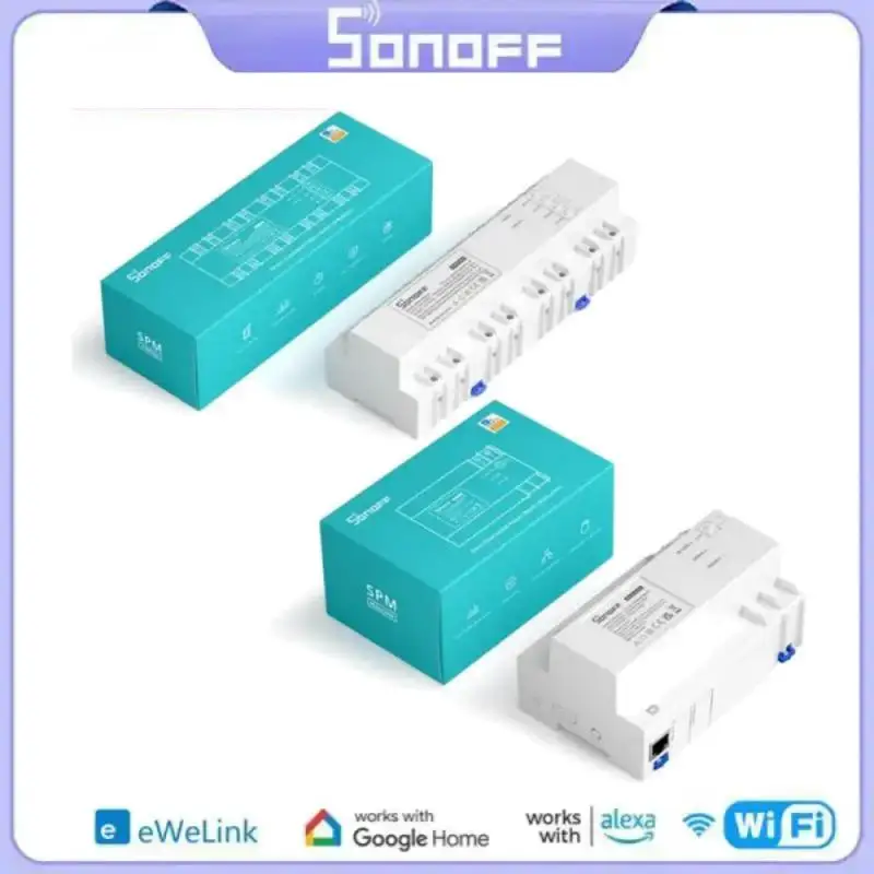 

SONOFF SPM-Main/4Relay Штабелируемый измеритель мощности WiFi Интеллектуальная защита от перегрузки метаданные мониторинг электричества статистика приложение проверка