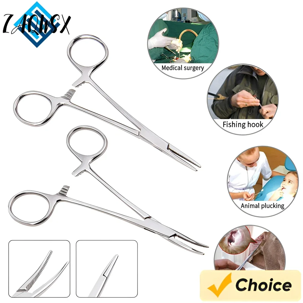 1/5PCS Stainless Steel Piercing Pliers Straight Tip Forceps Locking Clamps Hemostatic Forceps Arterial Forceps Holding Tools