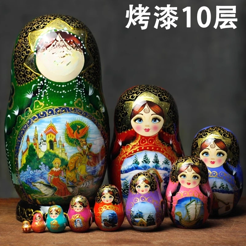 Oshkosh Lacquered Matrying Doll 10-layer Ice and Snow Tourism Commemorative
