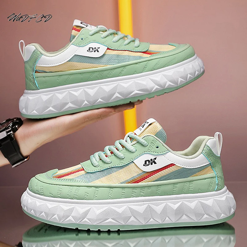 

Кроссовки, повседневные мужские кроссовки больших размеров 45, дизайнерские туфли в стиле Харадзюку, модные дышащие туфли из кожаной ткани на увеличенной платформе