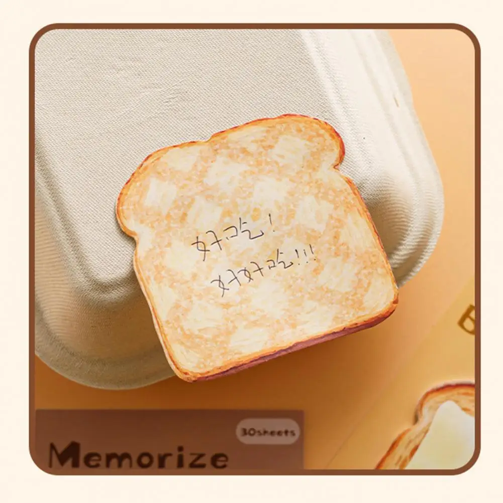 Bread-shaped Sticky Notes Loaf Sticky Notes Premium Bread Shaped Sticky Notes 30 Sheets Loaf Design Memo for Smooth for Reliable
