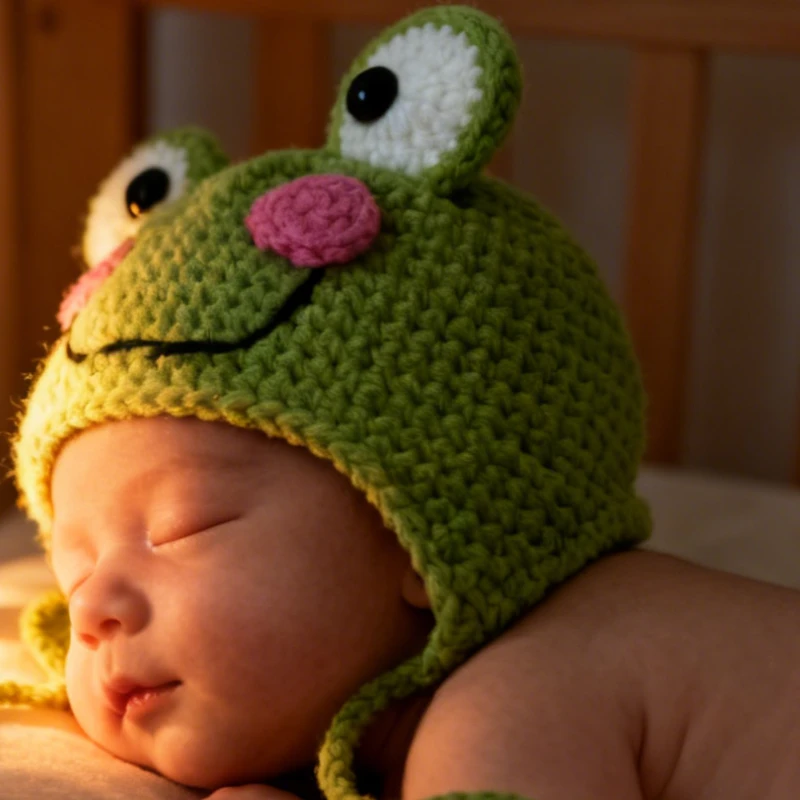 لينة اليدوية الكروشيه الطفل الضفدع قبعة الوليد التصوير الدعائم لطيف محبوك الحيوان بونيه الرضع صبي فتاة صورة تبادل لاطلاق النار زي