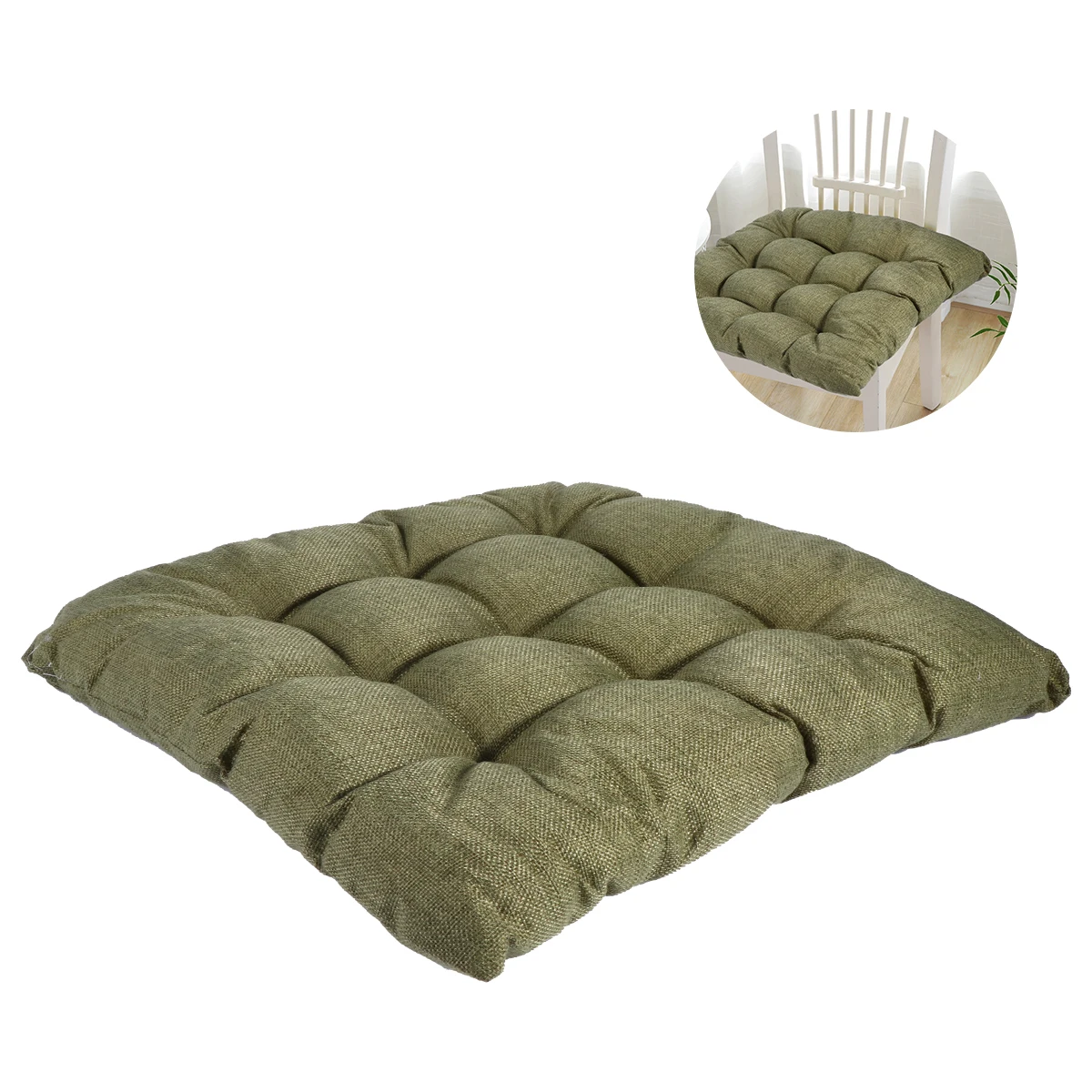 

Cotton Linen Reversible Chair Seat Pad Chair Pad Seat Cushion 45x45cm Tufted Non Slip Office Dining Bedroom