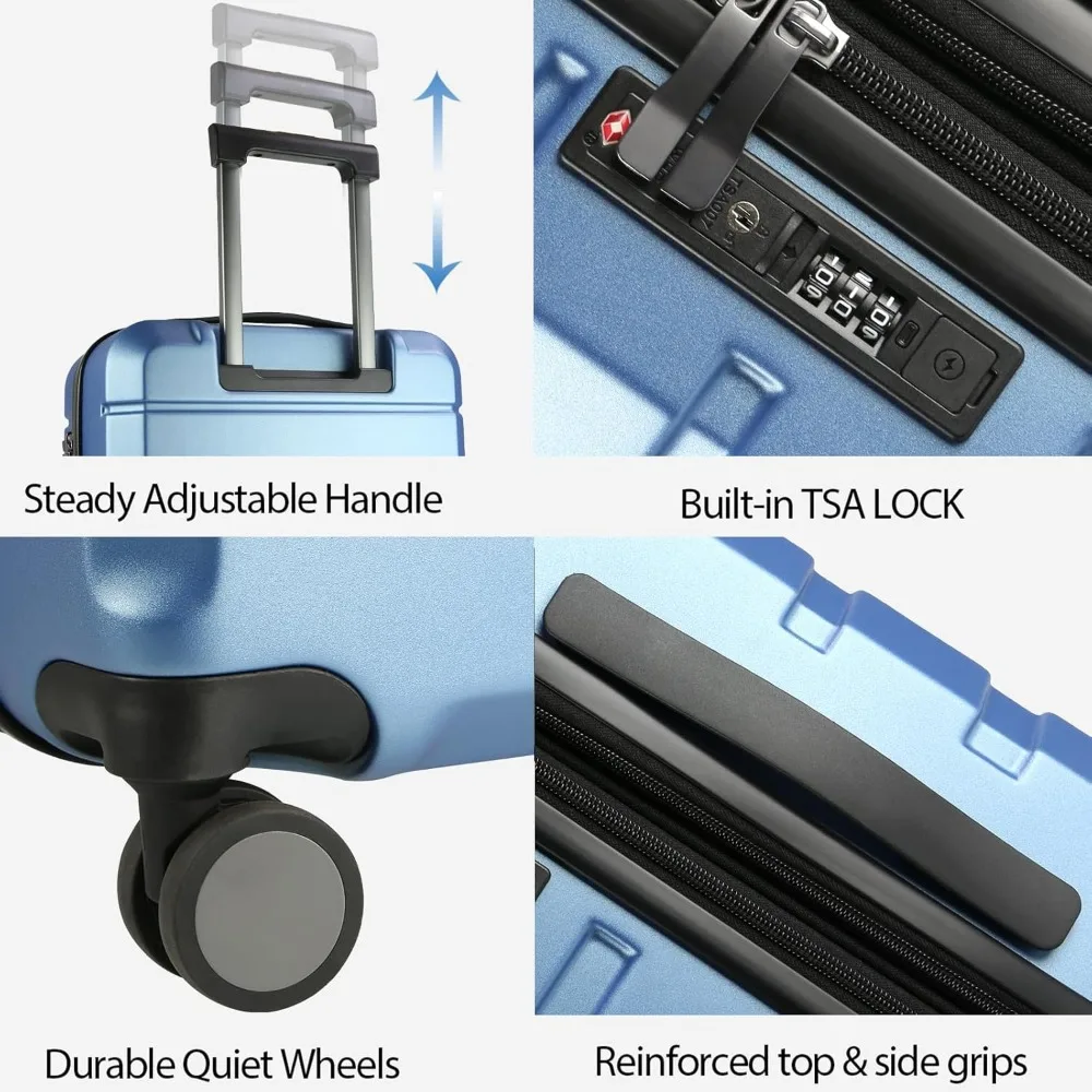 Expandable Hardside Spinner Luggage with Built-in TSA Lock, Durable Rolling Suitcase, USB Port, Carry-On Size for Travel