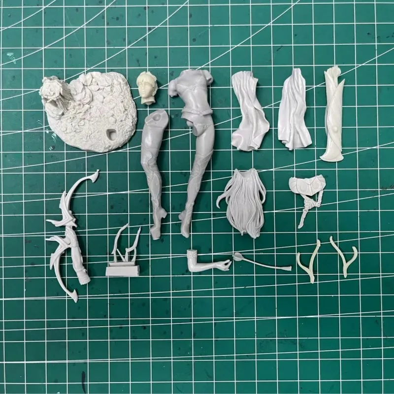 1/24 Scale Moon Elf Jungle Female Shooter Resin Figure Model Kit Fantasy Hobby Miniatures Unassembled Unpainted  Toy Diorama