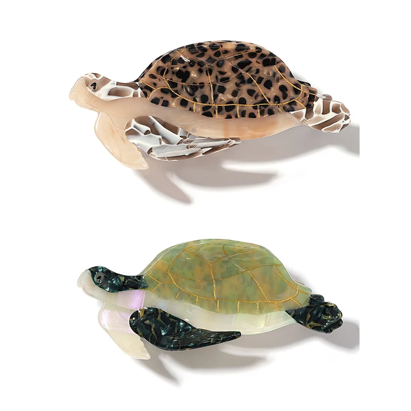 

Большие ацетатные заколки для волос в виде морской черепахи и акулы, коготь для женщин, новые индивидуальные толстые заколки с океанскими животными, аксессуары для волос, инструмент