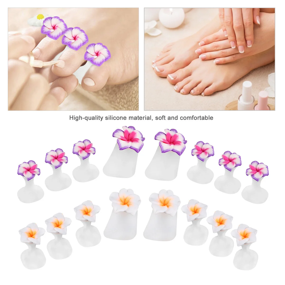

2 Sets Toe Separators Silicone Spacers for Nail Pedicure Blue Yellow 03 04 Comfortable Lovely Shape Manicure Store Foot Care